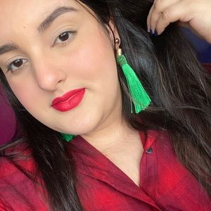 Green tassel earrings